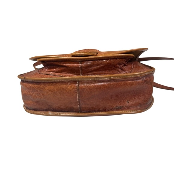 Cuir Vrai Leather Shoulder Bag Handmade in France Vintage - Picture 5 of 13